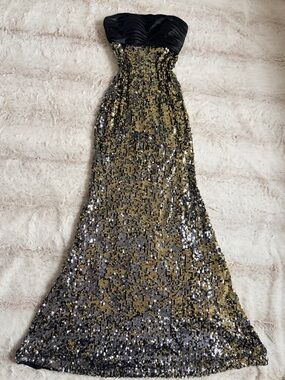 ✨ Vintage Y2K La Femme Sequin Gown Corset Open Back McBling Formal Glam Party